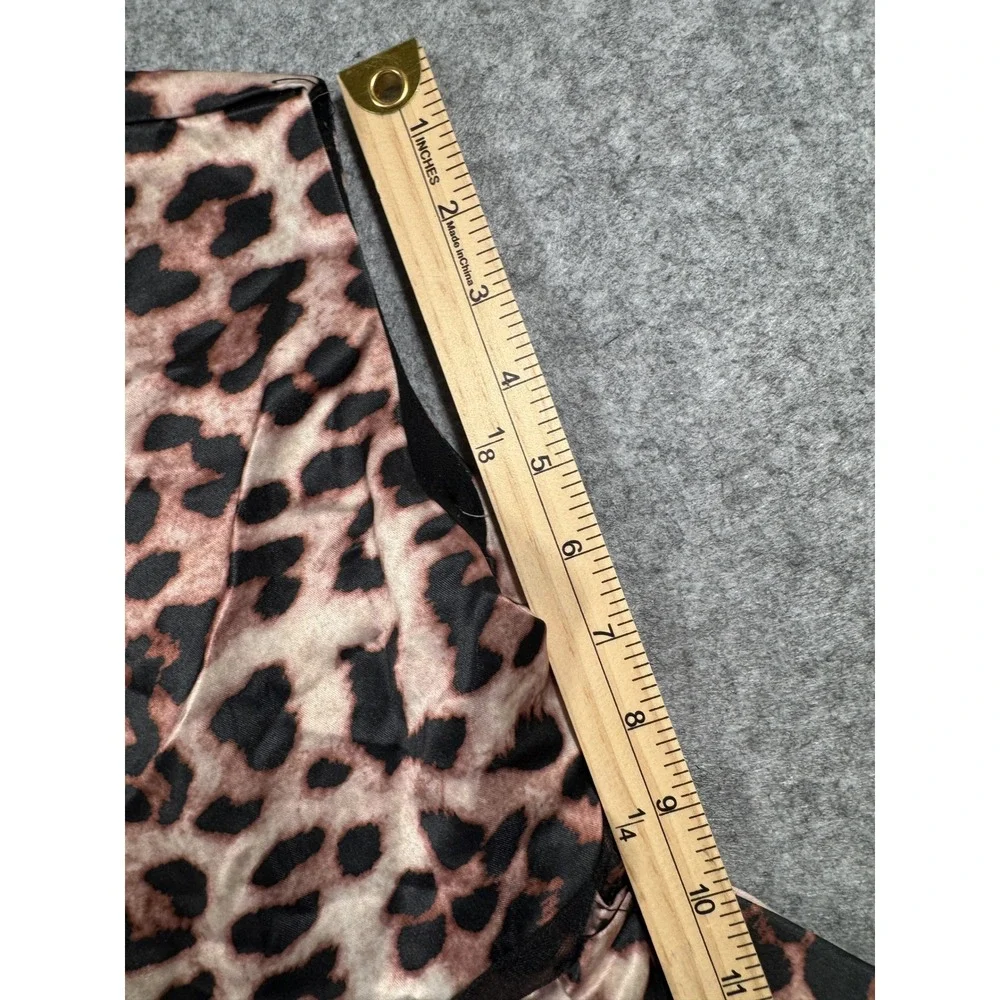 Unbranded Leopard Print Fit and Flare Girls Dress Size 6 Brown Satin Formal